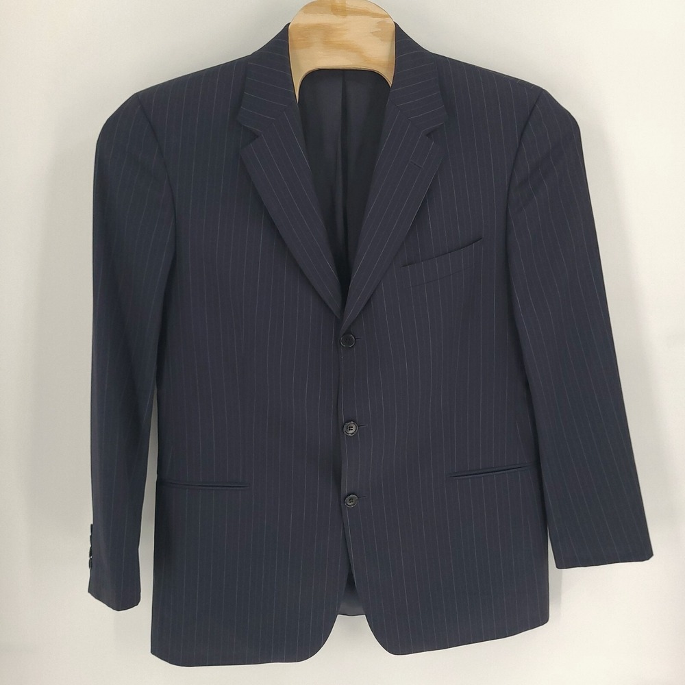 Hugo Boss Blazer Mens 44R Einstein Sigma Navy Blue Pinstripes Wool Three Button